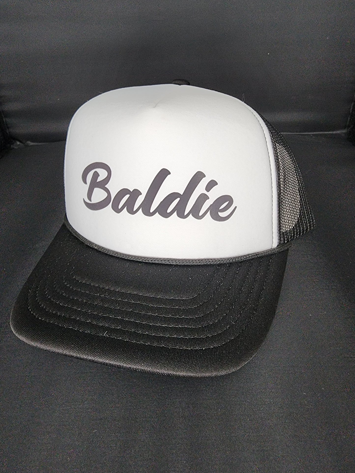 Baldie Hat - Black & White, Bald & Tight