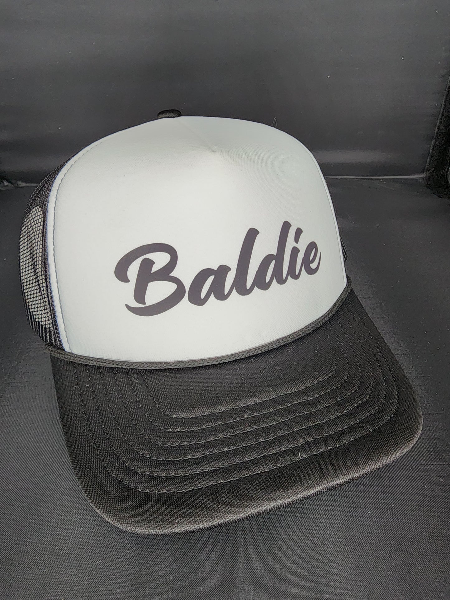 Baldie Hat - Black & White, Bald & Tight