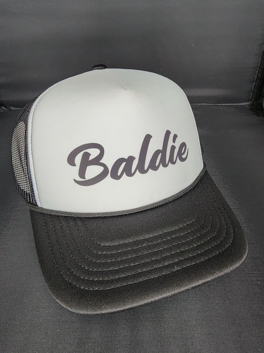 Baldie Hat - Black & White, Bald & Tight