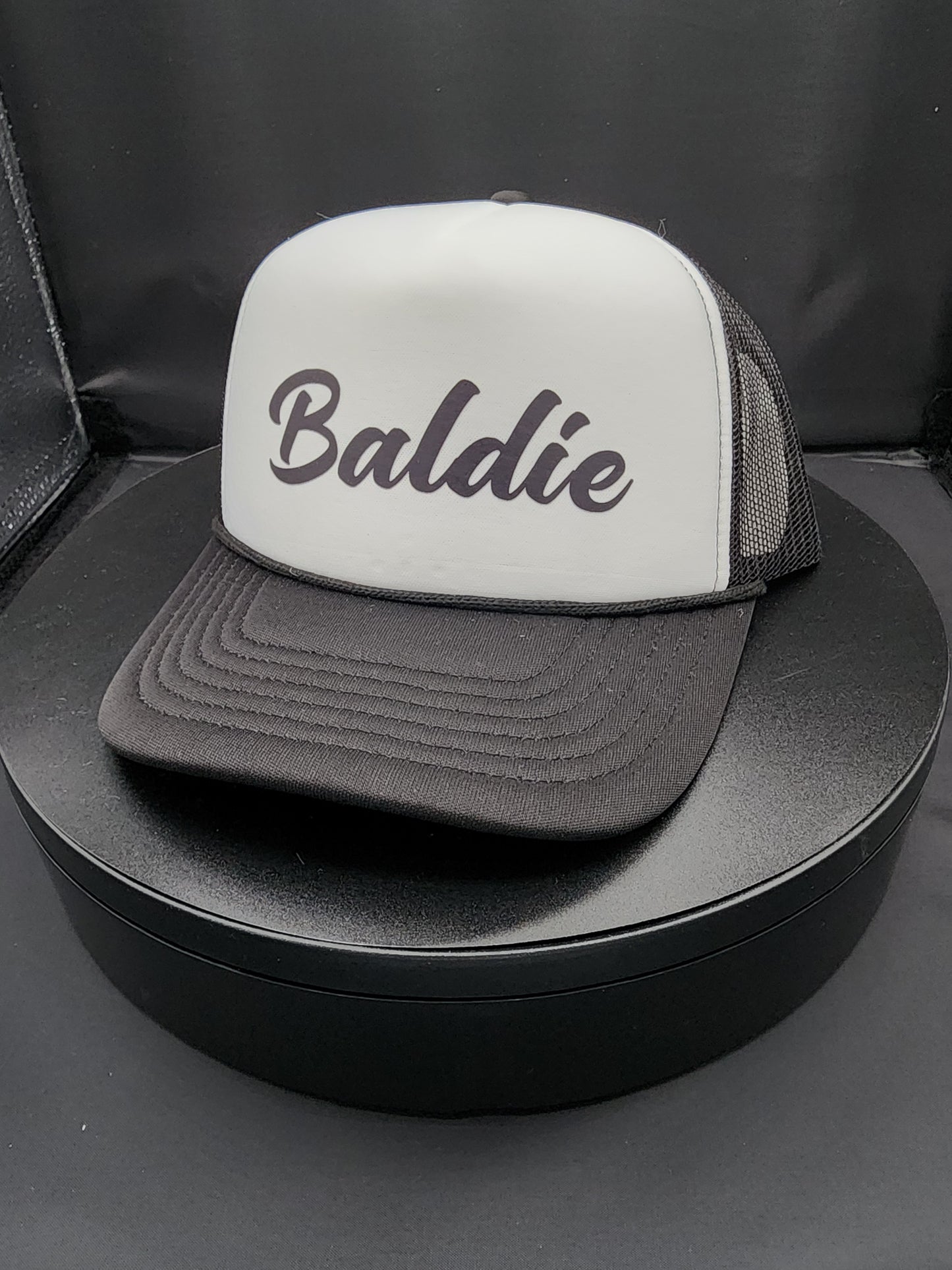 Baldie Hat - Black & White, Bald & Tight