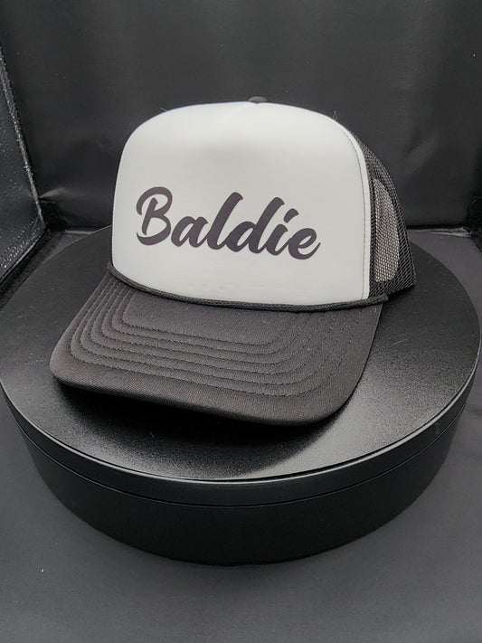 Baldie Hat - Black & White, Bald & Tight