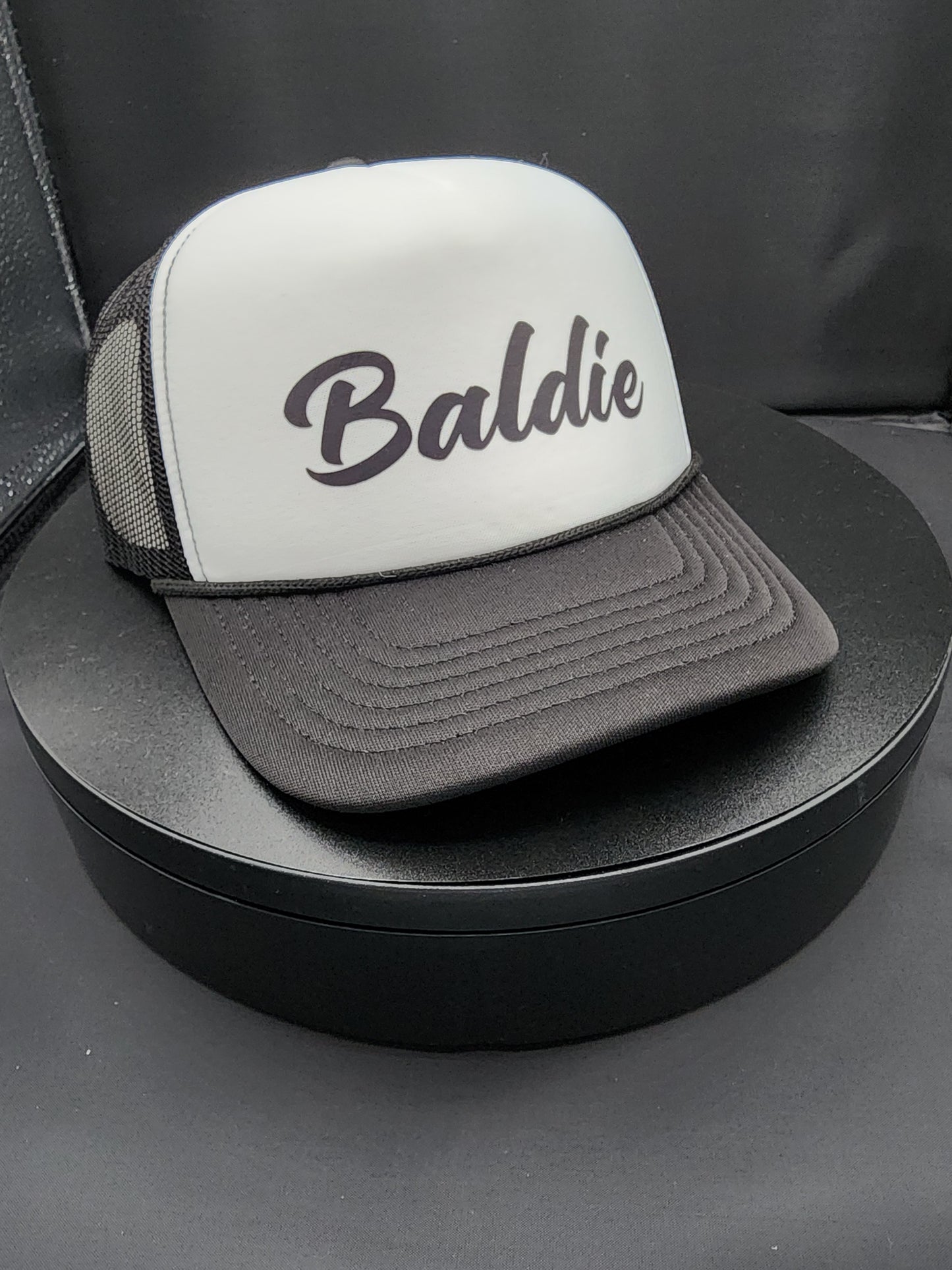 Baldie Hat - Black & White, Bald & Tight